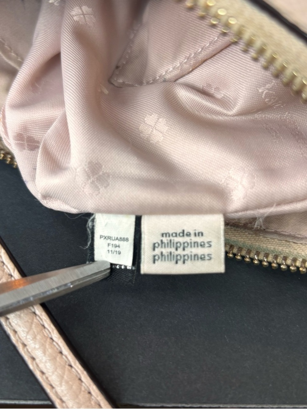 Kate Spade Polly Small Swing Pack Neutral Pink Pebbled Leather Crossbody Bag. - Picture 7 of 16